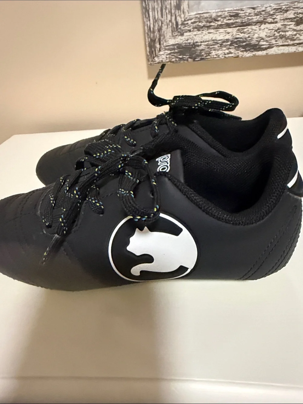 Puma Kids Black Athletic Cleats with Multicolor Speckled Laces